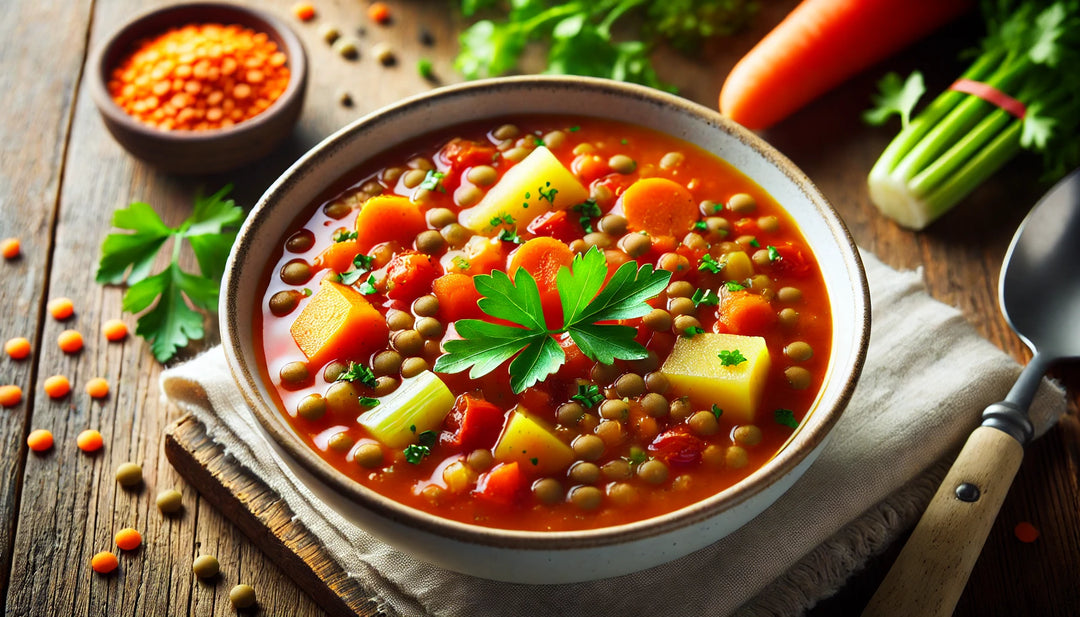 Vegane Linsensuppe mit Gemüse
